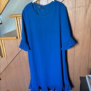 Alfani Blue Ruffled High-Low Midi Dress with 3/4 Bell Sleeves